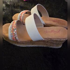 Jellypop Women's White and Colorful Wedge Sandals